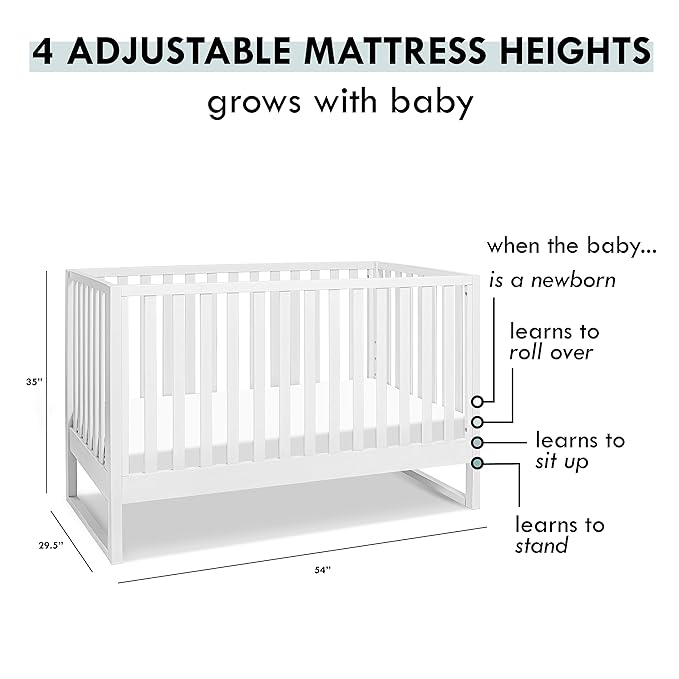 Davinci Hunter 3-in-1 Convertible Crib, White, Easy Assemble, Greenguard Gold Certified