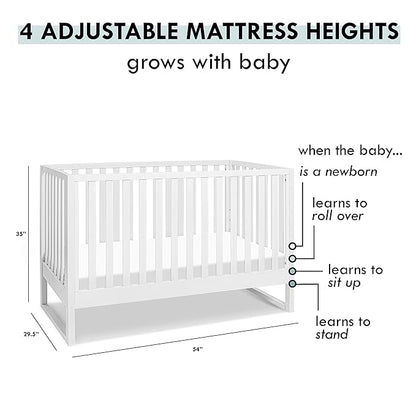 Davinci Hunter 3-in-1 Convertible Crib, White, Easy Assemble, Greenguard Gold Certified