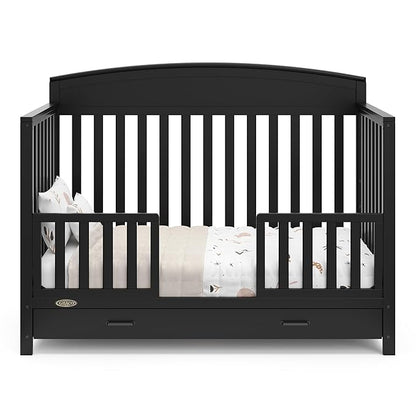 Graco Benton 5-in-1 Convertible Crib with Drawer (Black) - Converts from Baby Crib to Toddler Bed, Daybed and Full-Size Bed, Fits Standard Full-Size Crib Mattress, Adjustable Mattress Support Base