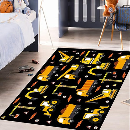 Car Track Rug Construction Play Mat Car Rug for Boys Room Kids Rugs for Playroom Construction Mat for Kids Car Rug for Boys Room Construction Decor for Boys Room,Black 5'×7'