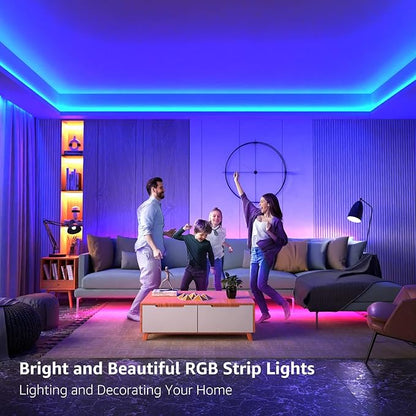 Lepro RGB LED Light Strips 32.8ft, Christmas Decorations, 5050 LED Color Changing Tape Light with 44 Key Remote and 12V Power Supply for Bedroom, TV Backlight, Kitchen, Bar