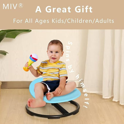 MIV Kids Sensory Swivel Chair, Autism Kids Swivel Chair, Sensory Spin Chair, Metal Base, Non-Slip Design, Blue, Assembly Required