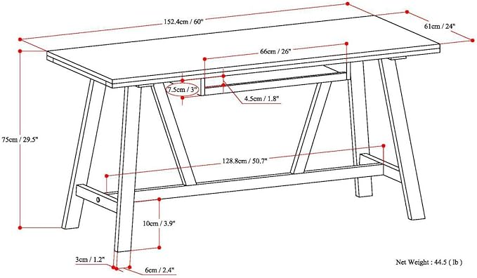SIMPLIHOME Dylan SOLID WOOD Modern Industrial 60 inch Wide Home Office Desk, Writing Table, Workstation, Study Table Furniture in Driftwood