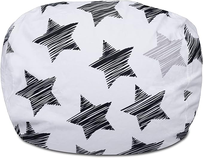 Posh Creations Structured Comfy Bean Bag Chair for Gaming, Reading, and Watching TV, 100in Round Classic Bean Bag, Canvas - Sketchy Stars