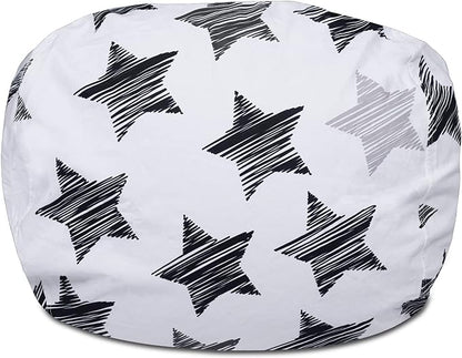 Posh Creations Structured Comfy Bean Bag Chair for Gaming, Reading, and Watching TV, 100in Round Classic Bean Bag, Canvas - Sketchy Stars