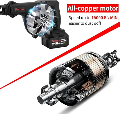 Mini Blower Black,2- in-1 Cordless Small Blower with 21v Lithium Battery,Compact Blower for Inflating,Blowing Leaf,Clearing Dust & Small Trash,Car,Computer Host,Hard to Clean Corner by SHINTYOOL