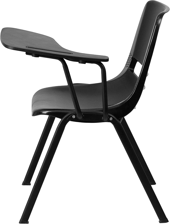 Flash Furniture Black Ergonomic Shell Chair with Left Handed Flip-Up Tablet Arm