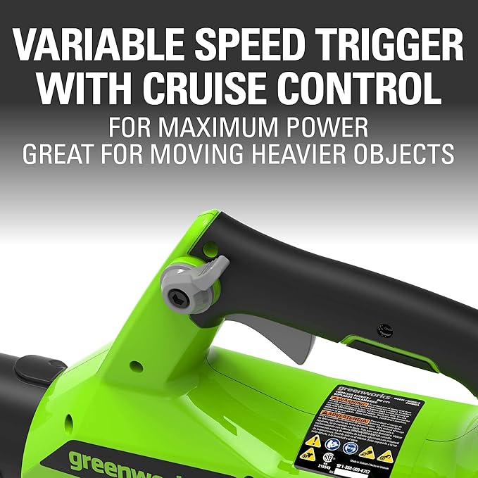 Greenworks 40V (115 MPH / 430 CFM) Brushless Axial Leaf Blower, 2.0Ah Battery and Charger Included