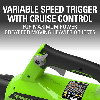 Greenworks 40V (115 MPH / 430 CFM) Brushless Axial Leaf Blower, 2.0Ah Battery and Charger Included
