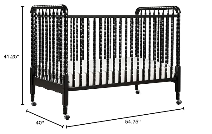 DaVinci Jenny Lind 3-in-1 Convertible Crib in Ebony, Removable Wheels, Greenguard Gold Certified