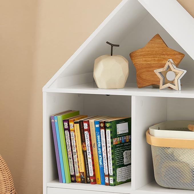 Haotian KMB58-W, Children Kid's Bookcase with 3 Storage Compartments and Cabinet, Bookshelf, Book Rack, Book Holder Organizor