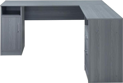 Techni Mobili Functional Storage L-Shaped Computer Desk, Grey & Rollingg File Cabinet, Regular, gray