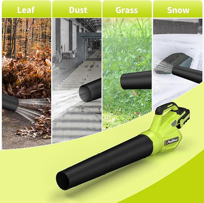 Leaf Blower 20V Leaf Blower Cordless with 4.0Ah Battery and Charger, High Power 400 CFM Electric Leaf Blower, Lightweight Handheld Cordless Blower for Lawn Care Yard Patio Garden Leaves Snow (Green)