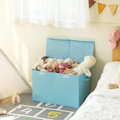 GRANNY SAYS Toy Chest with Lids, Foldable Toy Storage Organizer with Handles, Stuffed Animal Storage for Nursery Room Playroom, Living Room, Large Toy Box for Boys and Girls, Light Blue