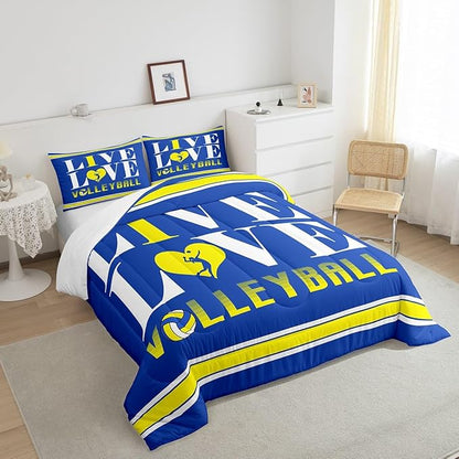 Feelyou Kids Volleyball Comforter Set Twin Size Sports Game Bedding Set for Boys Girls Teens Bedroom Decor Volleyball Player Comforter Women Men Sports Theme Duvet Set with 1 Pillow Case