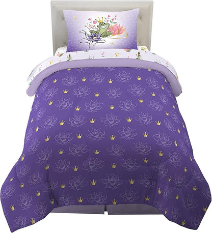 Disney Princess Tiana Kids Bedding Super Soft Microfiber Comforter And Sheet Set, 4 Piece Twin Size, "Official" Disney Product By Franco