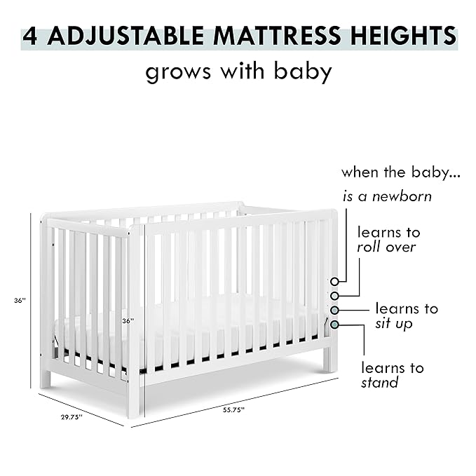 Carter's by DaVinci Colby 4-in-1 Low-Profile Convertible Crib in White, Greenguard Gold Certified