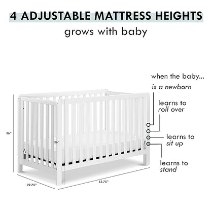 Carter's by DaVinci Colby 4-in-1 Low-Profile Convertible Crib in White, Greenguard Gold Certified