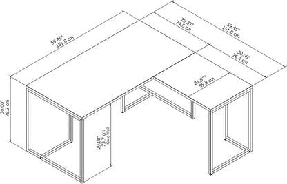 Bush Business Furniture Office by Kathy Ireland Method L Shaped Desk with 30W Return, 60W, White