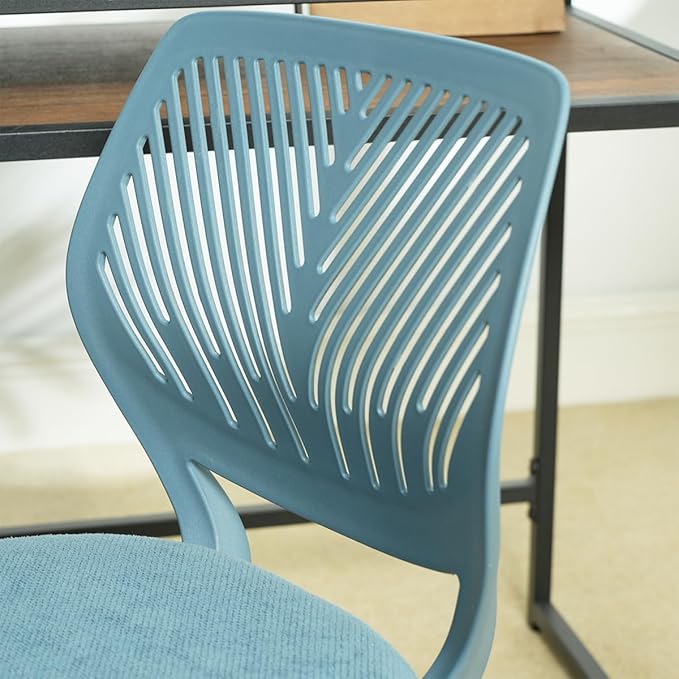 FurnitureR Writing Task Chair for Teens Boys Girls 360 Rolling Wheels Fabric Soft Pad Seat Breathable Backrest, Height Adjustable Liftup 29.5"-34.3",Blue Fabric