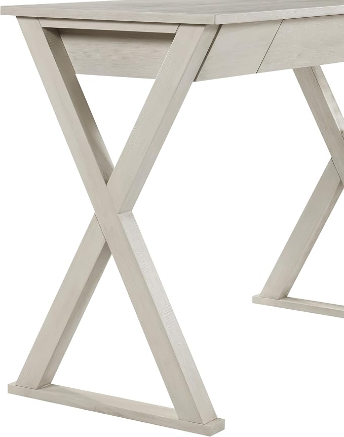 OSP Home Furnishings Marna Modern Writing Home Office Desk with Drawer, Weathered White Finish