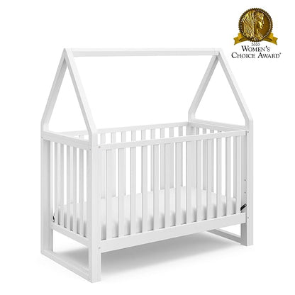 Storkcraft Orchard 5-in-1 Convertible Crib (White) – GREENGUARD Gold Certified, Canopy Style Baby Crib, Converts from Crib to Toddler Bed, Daybed and Full-Size Bed, Fits Standard Crib Mattress