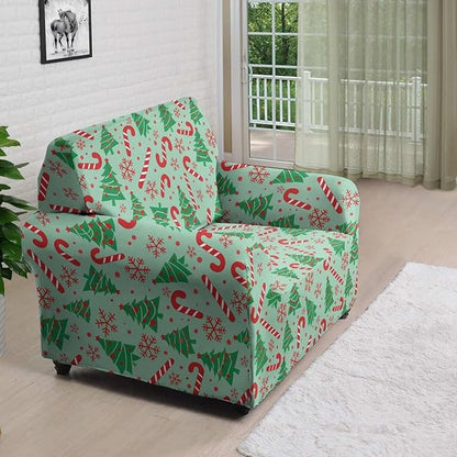 FKELYI Green Christmas Tree Sofa Slipcover Comfortable Sofa Couch Cover with Elastic Bottom Stretch Furniture Protector for Indoor S