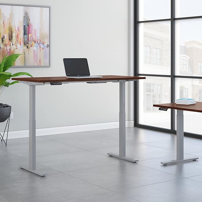 Bush Business Furniture Move 60 Series Electric Ergonomic Sit-Stand Computer Table for Home and Professional Office, 60W x 30D, Hansen Cherry