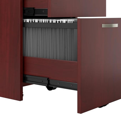 Bush Business Furniture Office in an Hour 3 Rolling File Cabinet | Mobile Under Desk Drawers for Letter, Legal, and A4-size Document Storage, Hansen Cherry