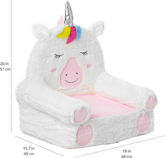 Amazon Basics Children's Plush Toddler Chair, Unicorn, Medium, Multicolor