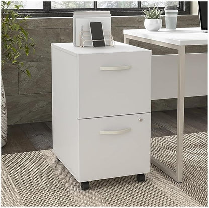 Bush Business Furniture Hybrid 2-Drawer Mobile File Cabinet, Letter/Legal, White, 20-inch (HYF116WHSU-Z)
