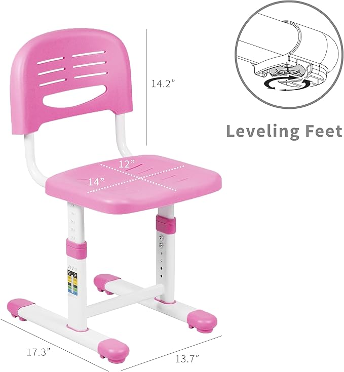 VIVO Height Adjustable Kids Desk Chair, Chair Only, Designed for Interactive Workstation, Universal Children's Ergonomic Seat, Pink, DESK-V201P-CH