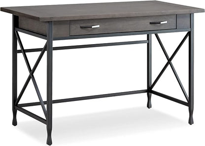 Leick Home 23400 Chisel & Forge Writing Computer Desk with Drop Front Keyboard Drawer, Smoke Gray and Matte Black