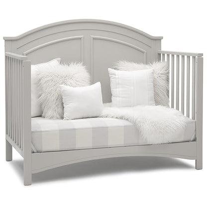 Delta Children Perry 6-in-1 Convertible Crib - Greenguard Gold Certified, Moonstruck Grey + Simmons Kids Radiant Sky Dual Sided Baby Crib Mattress and Toddler Mattress (Bundle)