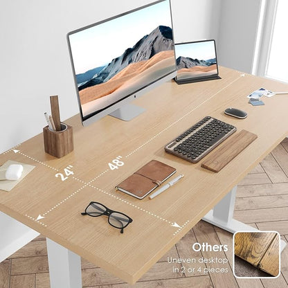 Sunon Sit Laptop Computer Writing Workstations with 3 Pre-Set and USB Port 48" for Home Office Smart Advanced Standing Desk, Oak