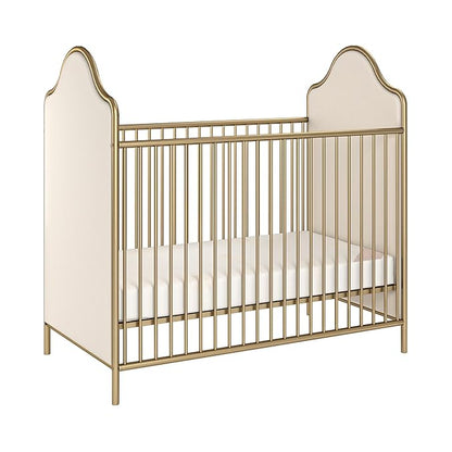 Little Seeds Piper Upholstered Metal Crib, Gold