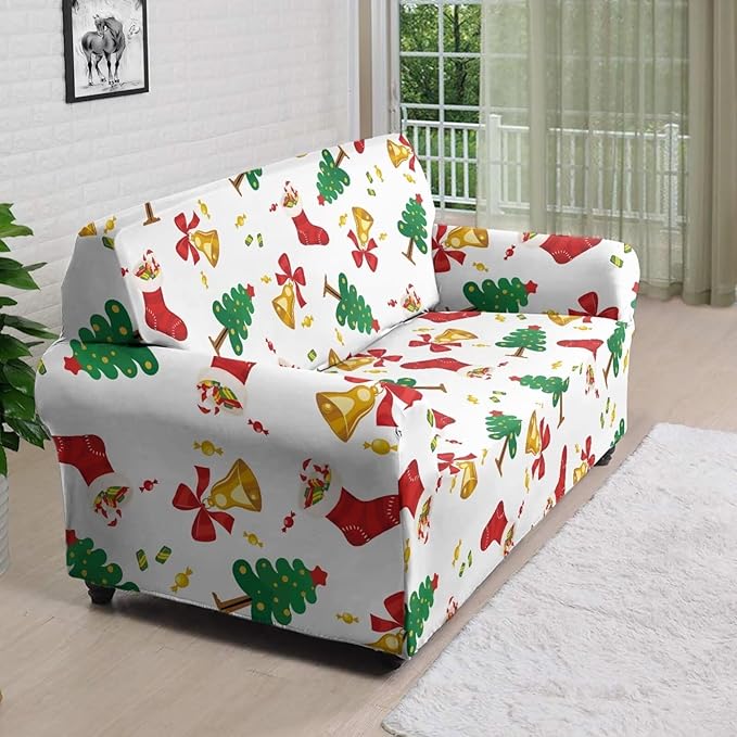 FKELYI Christmas Tree Easy Going Stretch Sofa Slipcover Washable Sofa Couch Cover Comfortable Furniture Protector with Elastic Bottom L