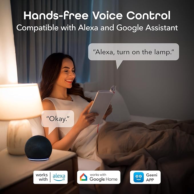 Geeni Smart Light Bulbs - Color Changing & Tunable White, Dimmable, Works with Alexa & Google Home, 2.4 GHz WiFi, A19, 800 lm, 4 Pack