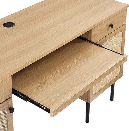 Modway Chaucer Modern Wood Grain Computer Office Desk, Oak