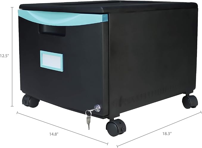 Storex 61270A01C File Cabinet, 1-Pack, Black/Teal