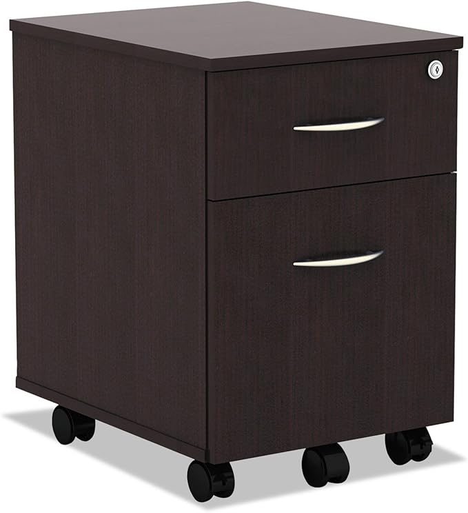 Alera ALEVABFES Valencia Series 15.88 in. x 19.13 in. x 22.88 in. Mobile Box/File Pedestal - Espresso