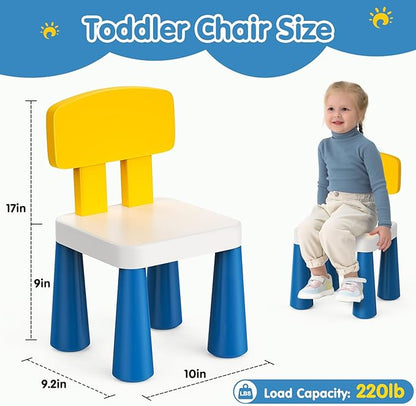 Arscniek 2Pcs Plastic Toddler Chair, Lightweight and Sturdy Kids Chair, 17" Height Little Seat Chairs for Home, Kindergarten, Playroom, Lawn, Beach, Indoor or Outdoor Use for Girls Boys Age 3-7 (Blue)