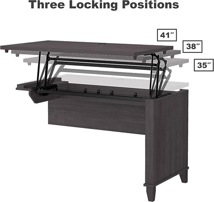 Bush SET015SG Somerset 35-Inch -41-Inch Adjustable Desk with Hutch, Storm Gray