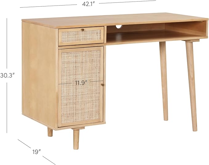 Nathan James Jacklyn Modern Home Office Writing Desk, OneSize, Natural Brown