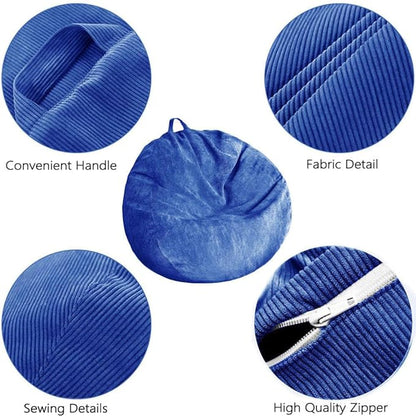 Bean Bag Chair Cover (No Filler) Stuffed Animal Storage Bean Bag Cover Pets Dogs/Cats Lazy Beds. Washable Ultra Soft Corduroy Stuffed for Organizing Plush Toys or Textile, Sack Bean Bag
