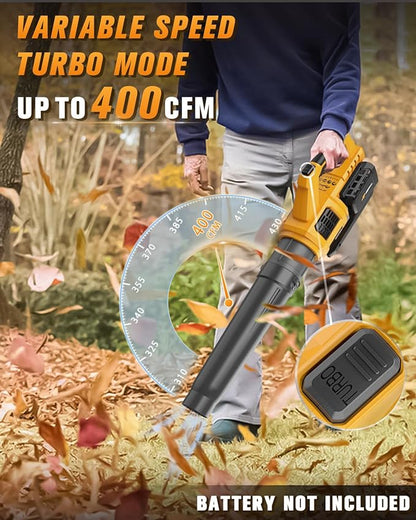 Cordless Leaf Blower for Dewalt 20V Max Battery (No Battery) 400CFM Electric Leaf Blower Cordless, Variable Speed, Turbo Mode, Battery Powered Leaf blowers for Lawn Care, Yard
