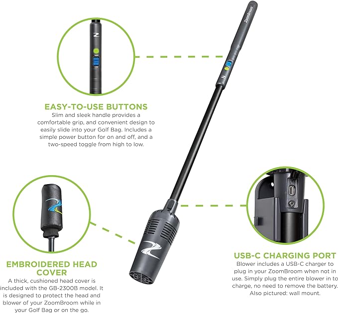 Breeze - Lightweight Cordless Stick Blower for Home, Patios, Condos, Golf course, Pickleball Court, RV and All of Your Outdoor Activities