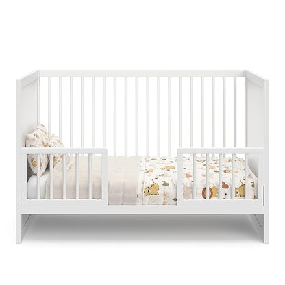 Storkcraft Calabasas 3-in-1 Convertible Crib (White) – GREENGUARD Gold Certified, Fits Standard Crib Mattress, Converts to Toddler Bed, Modern Style, Easy 30-Minute Assembly