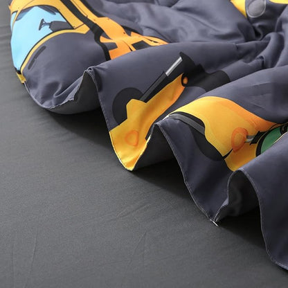 Wajade 7 Piece Construction Truck Kids Comforter Set for Boys Twin Size 3D Vehicles Excavator Cars Bedding Set for Kids Teens(1 Comforter, 1 Flat Sheet, 1 Fitted Sheet, 2 Pillowcase and 2 Pillow Sham)