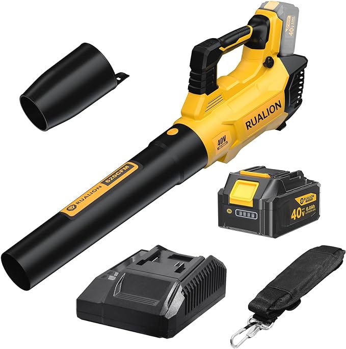Leaf Blower Cordless Up to 620 CFM 180 MPH-40V Electric Cordless Leaf Blowers with 6.0 Ah Battery and Charger-Battery Powered Blowers for Lawn Care, Patio, Blowing Leaves